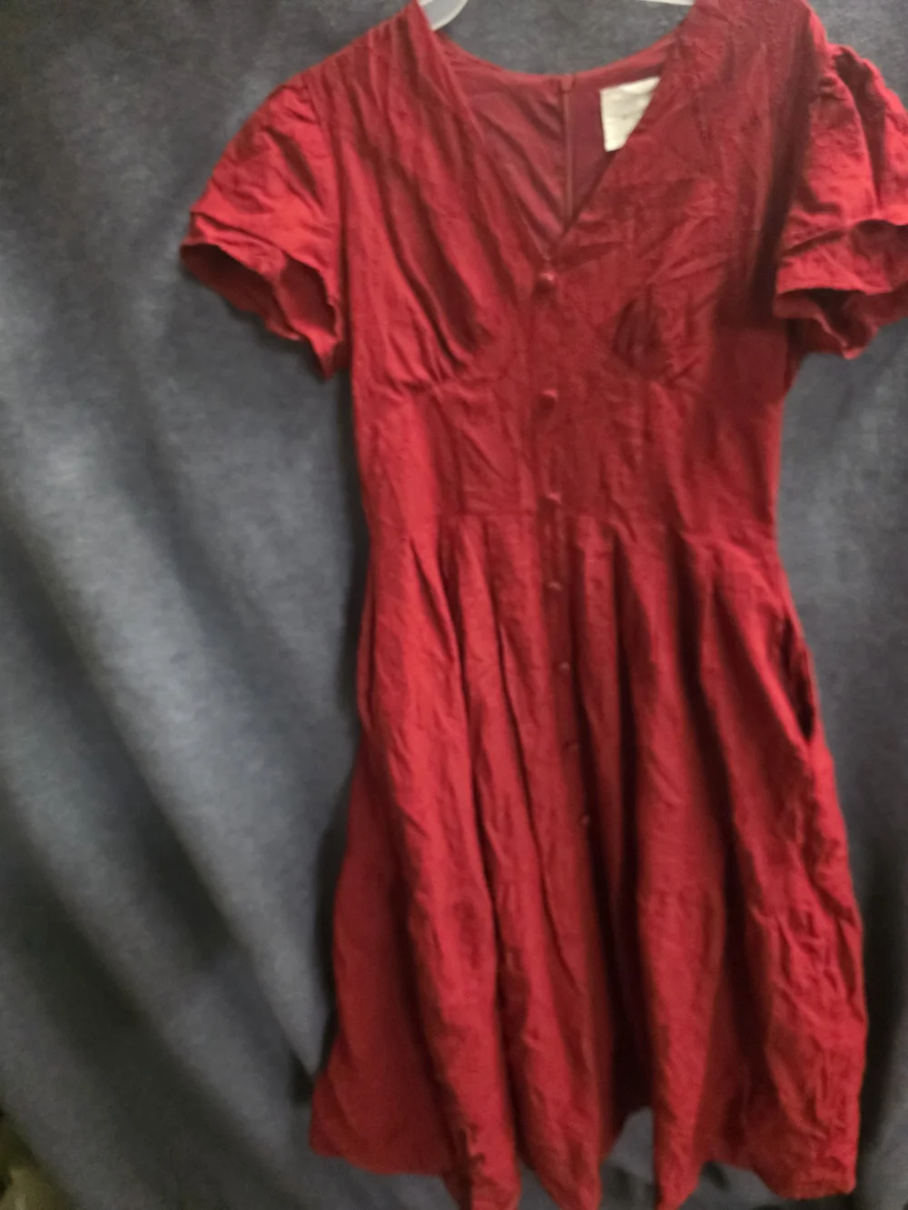 C. Wonder Red V-Neck Button-Front Midi Dress - Picture 5 of 7